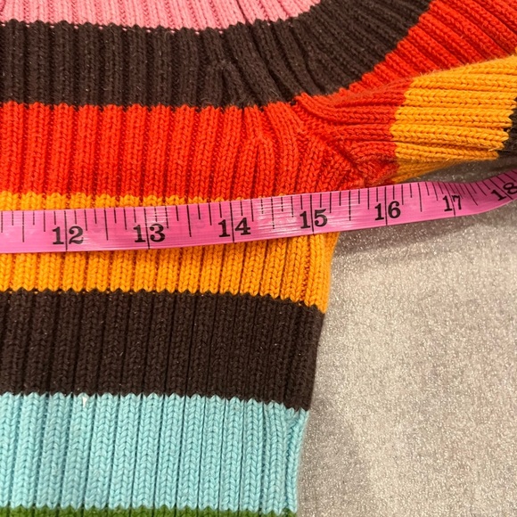 [M]Tommy Hilfigure Rainbow Ribbed V Neck Cotton Sweater Striped Y2K - Picture 3 of 5